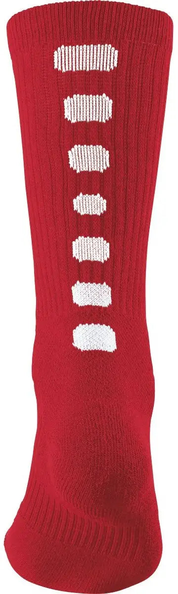Augusta 6091 Color Block Crew Socks - Red White - Youth