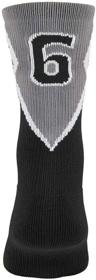 Augusta 6097 Roster Sock Number 6 Adult Black Dark Gray White