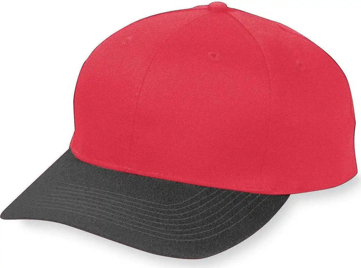Augusta 6204 Six Panel Cotton Twill Low Profile Cap Red Black / one Size Fits Most