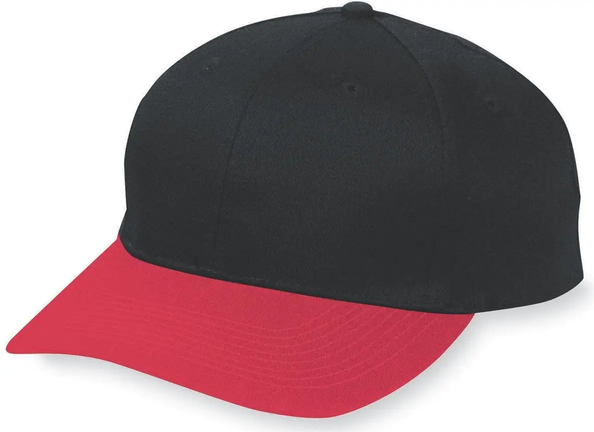 Augusta 6206 Six-panel Cotton Twill Low-profile Cap - Black Red - one Size Fits Most