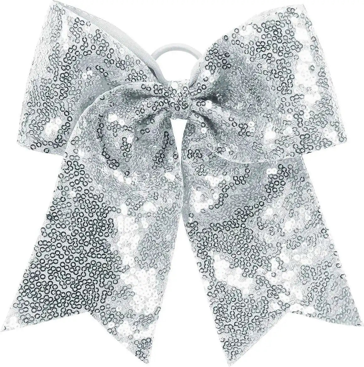Augusta 6702 Sequin Cheer Hair Bow - Silver Grey - Light Gray / one Size Fits Most