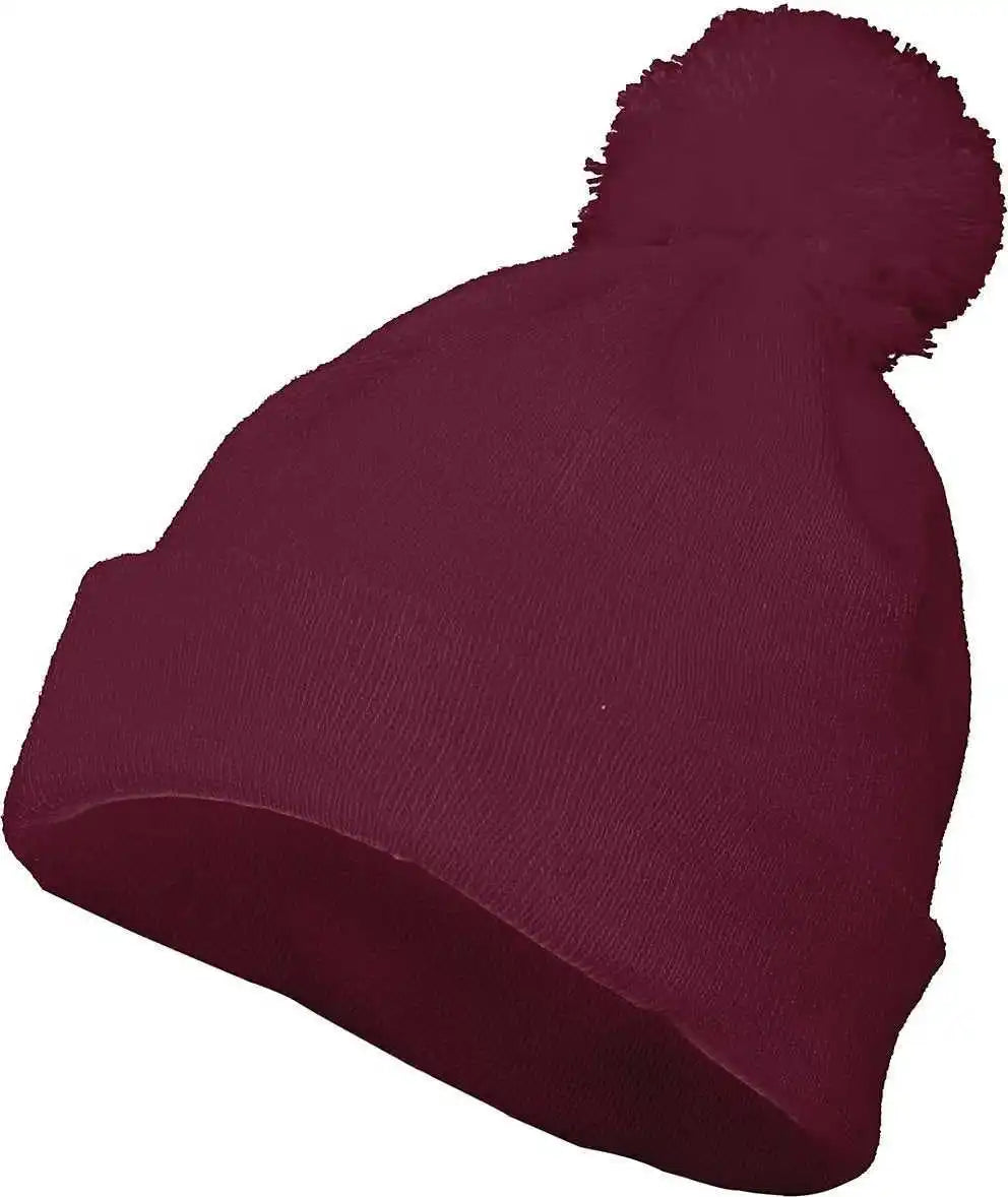 Augusta 6816 Pom Beanie - Maroon - one Size Fits Most