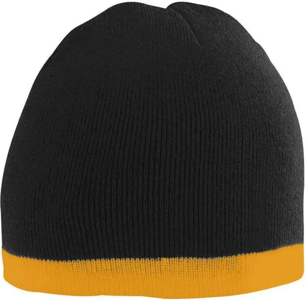 Augusta 6820 Two-tone Knit Beanie - Black Gold - one Size Fits Most