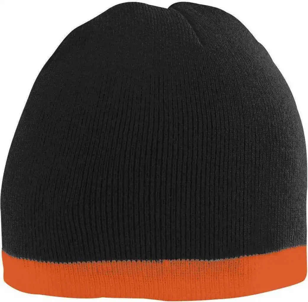 Augusta 6820 Two Tone Knit Beanie Black Orange / one Size Fits Most