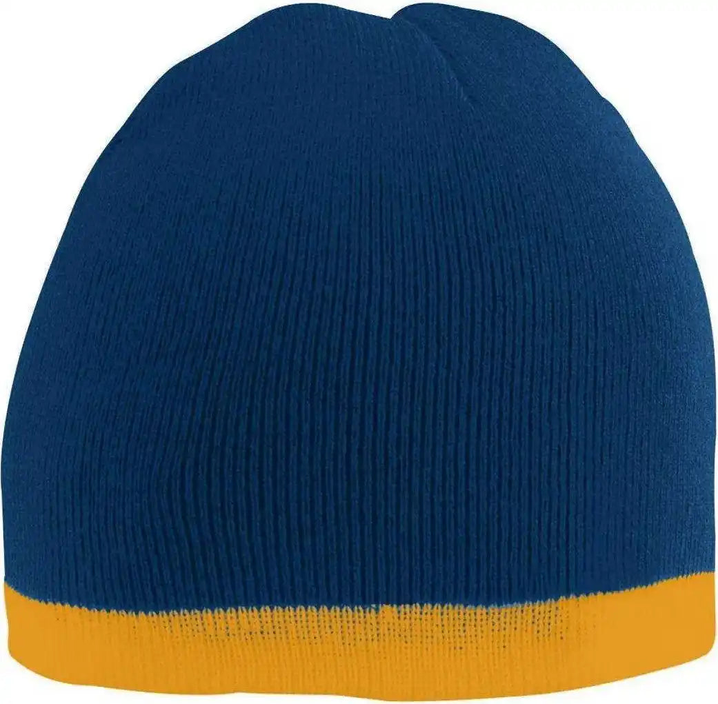 Augusta 6820 Two-tone Knit Beanie - Navy Gold - one Size Fits Most