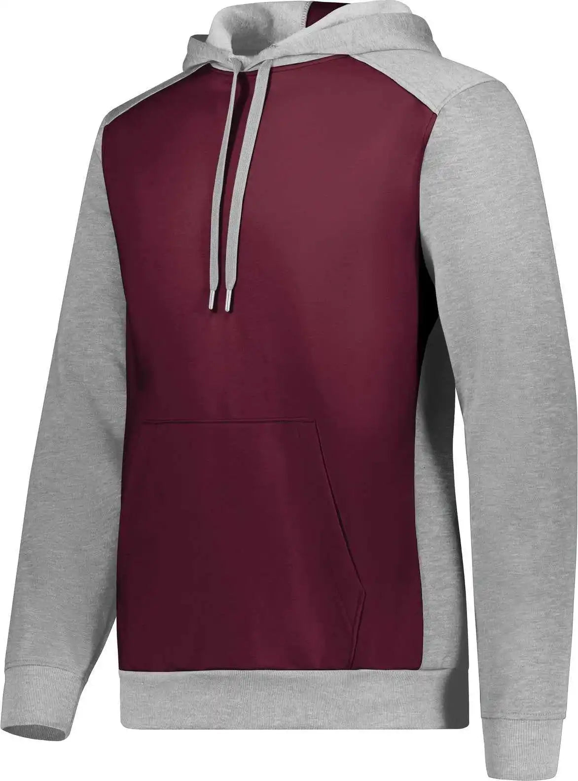 Augusta 6865 Three Season Fleece Pullover Hoodie Maroon Gray Heather
