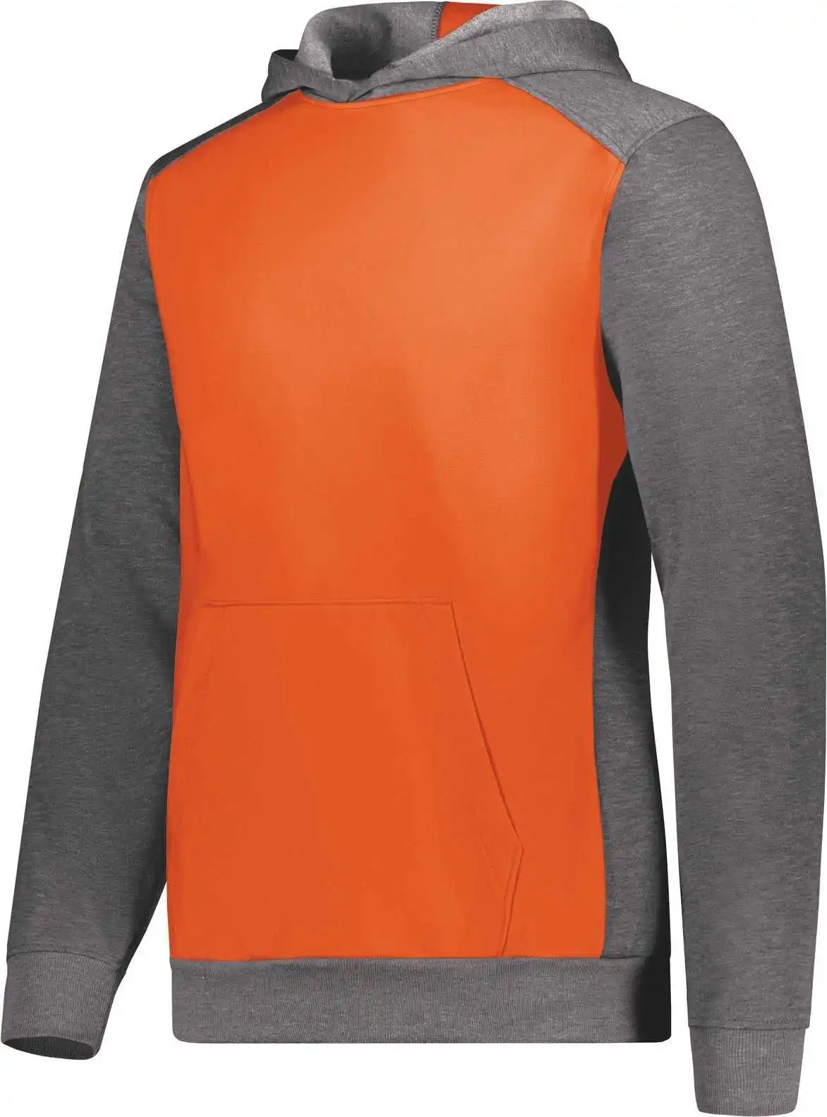 Augusta 6866 Youth Three-season Fleece Pullover Hoodie - Orange Carbon Heather