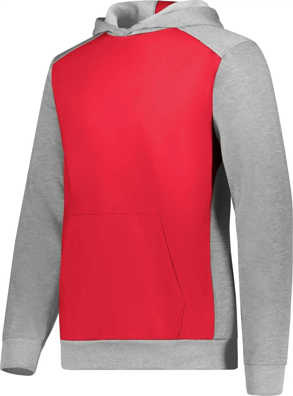 Augusta 6866 Youth Three-season Fleece Pullover Hoodie - Scarlet Gray Heather