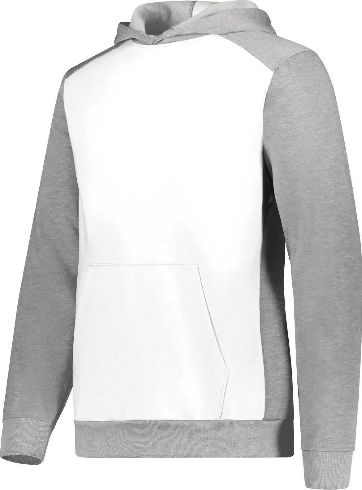 Augusta 6866 Youth Three-season Fleece Pullover Hoodie - White Gray Heather