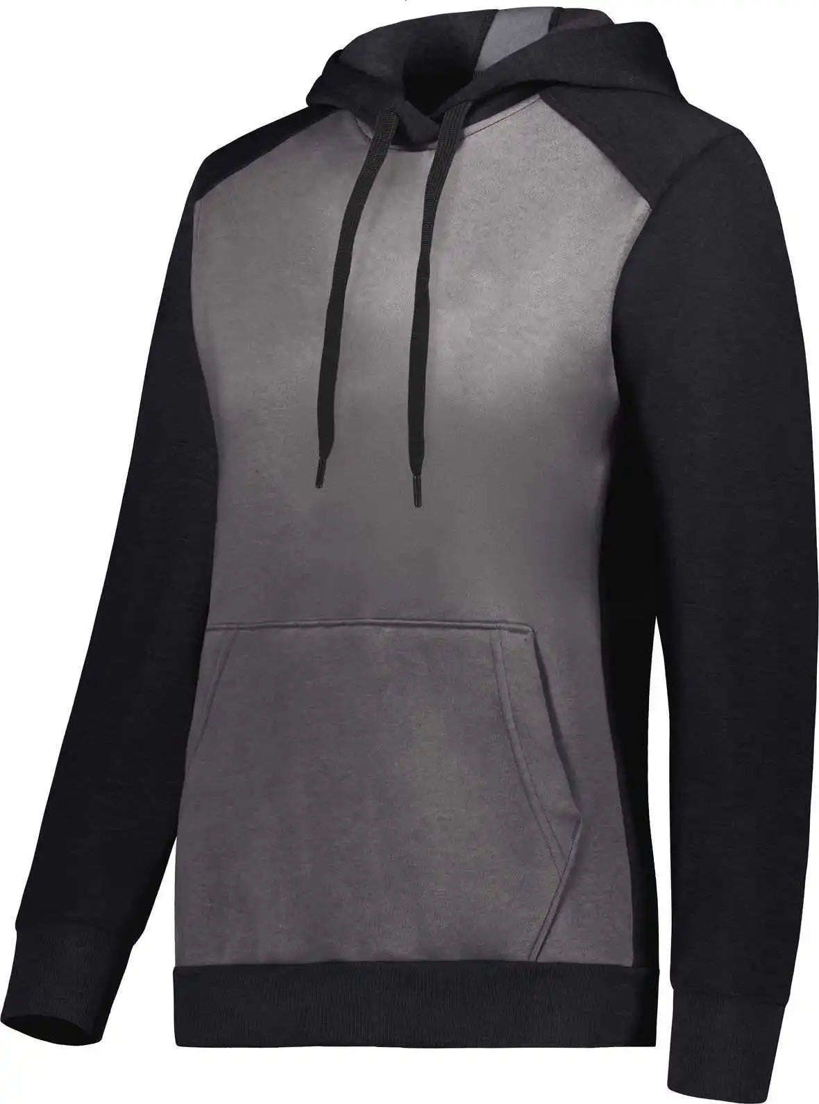 Augusta 6867 Ladies Three Season Fleece Pullover Hoodie Carbon Heather Black