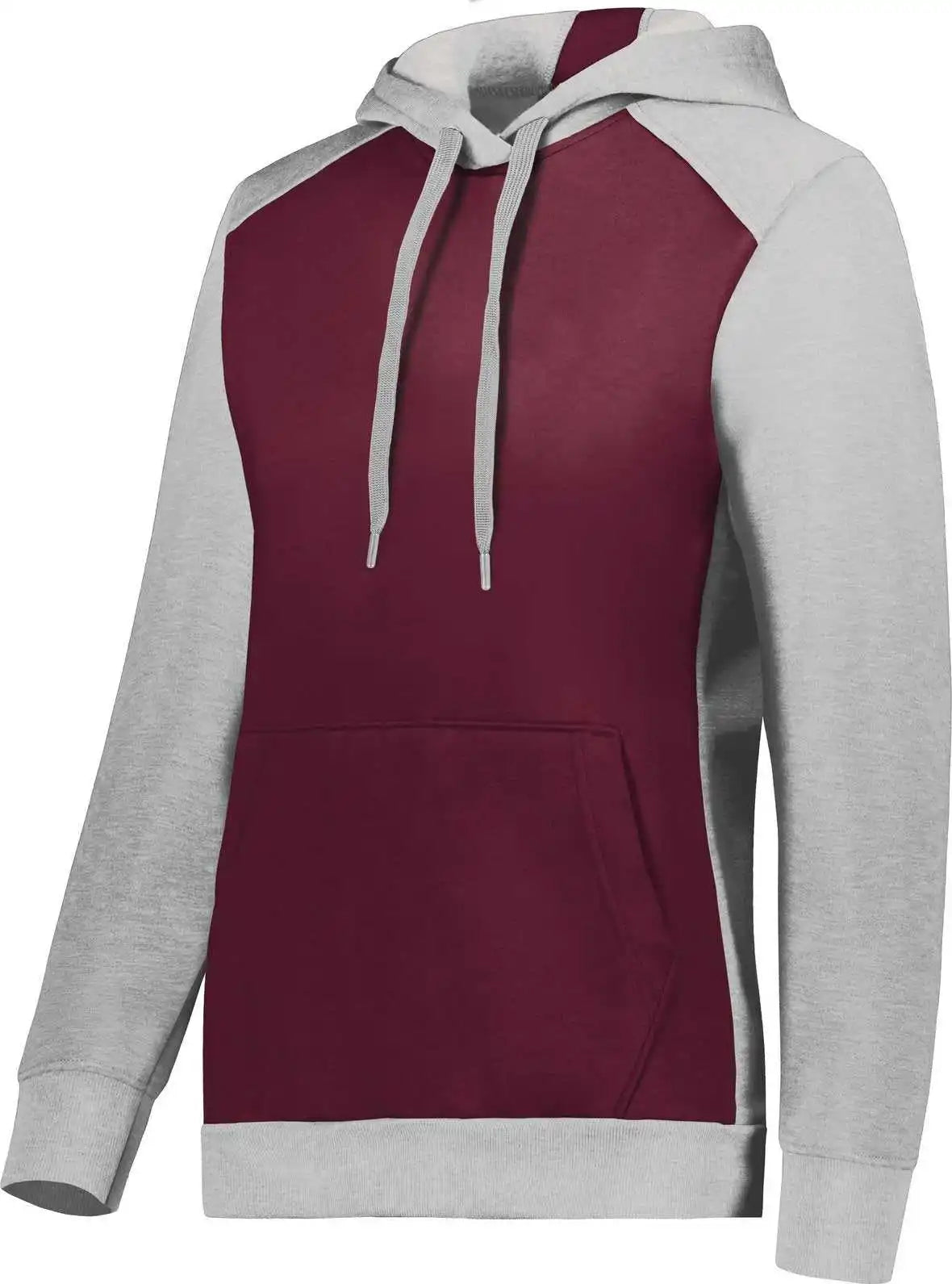 Augusta 6867 Ladies Three-season Fleece Pullover Hoodie - Maroon Gray Heather