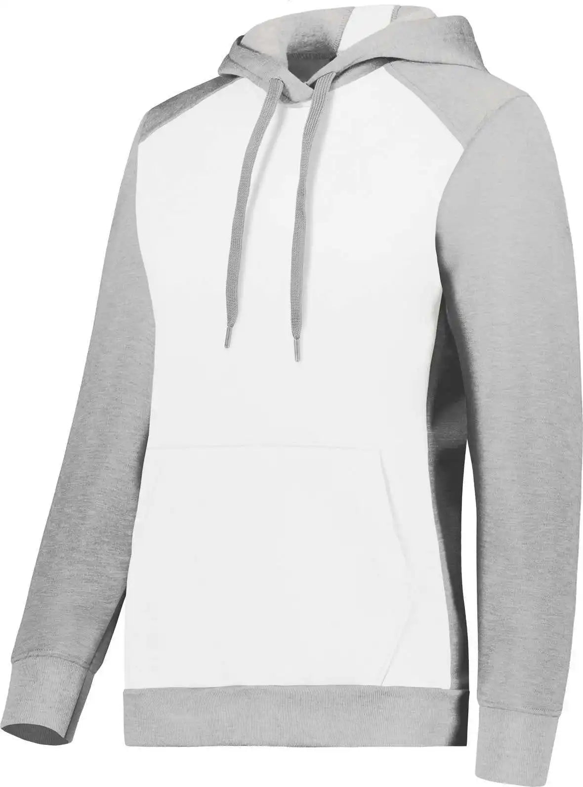 Augusta 6867 Ladies Three-season Fleece Pullover Hoodie - White Gray Heather