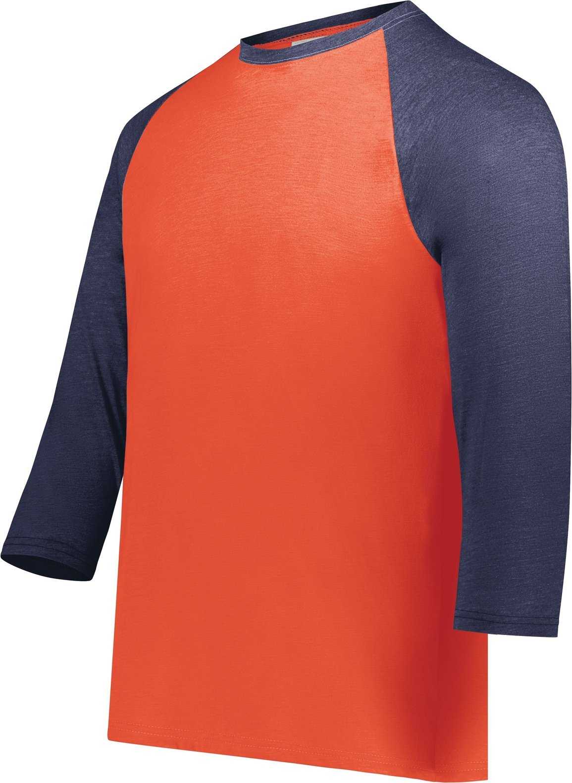 Augusta 6879 Gameday Vintage 3/4 Tee - Orange Heather Navy