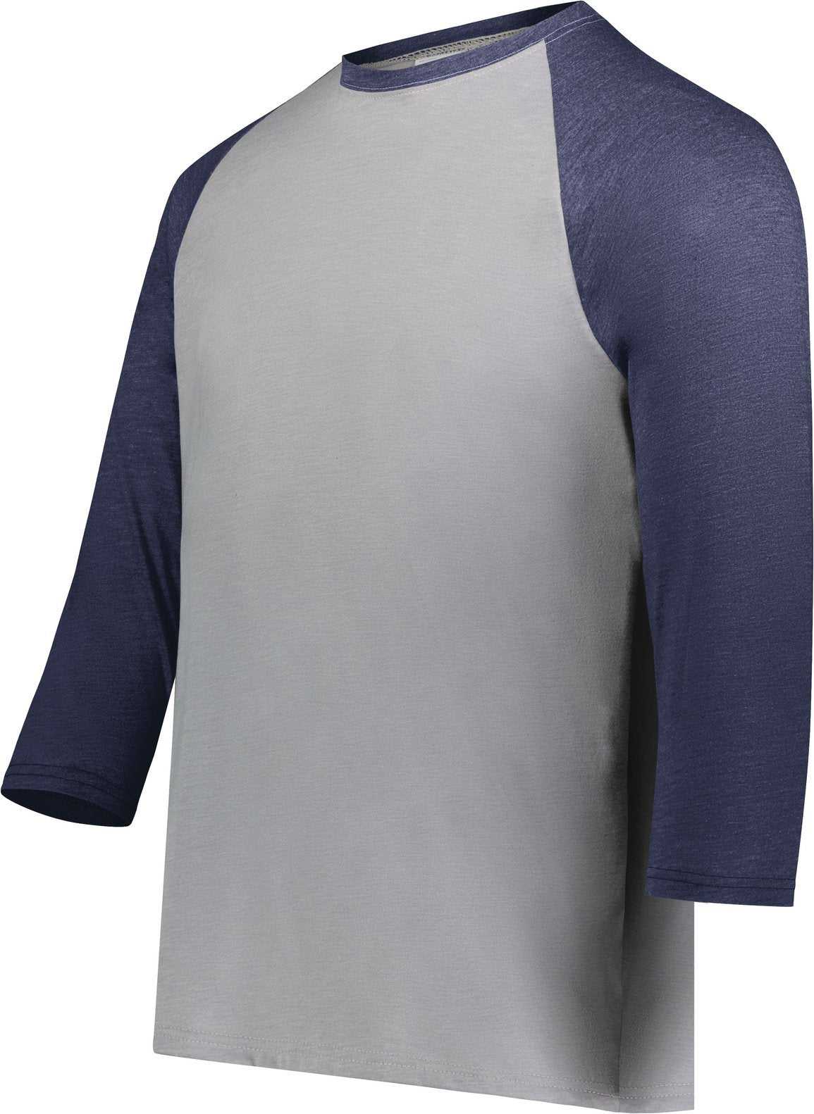 Augusta 6880 Youth Gameday Vintage 3/4 Tee - Gray Heather Navy