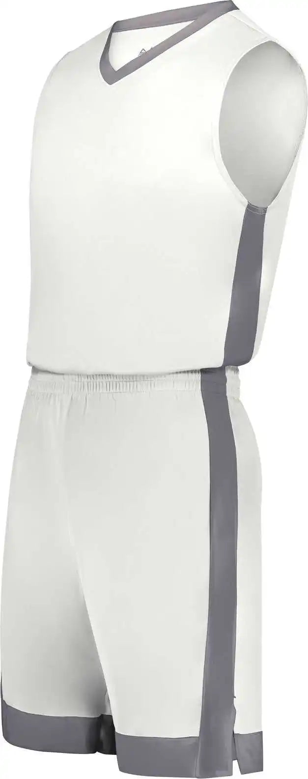 Augusta 6890 Youth Match-up Basketball Shorts - White Graphite