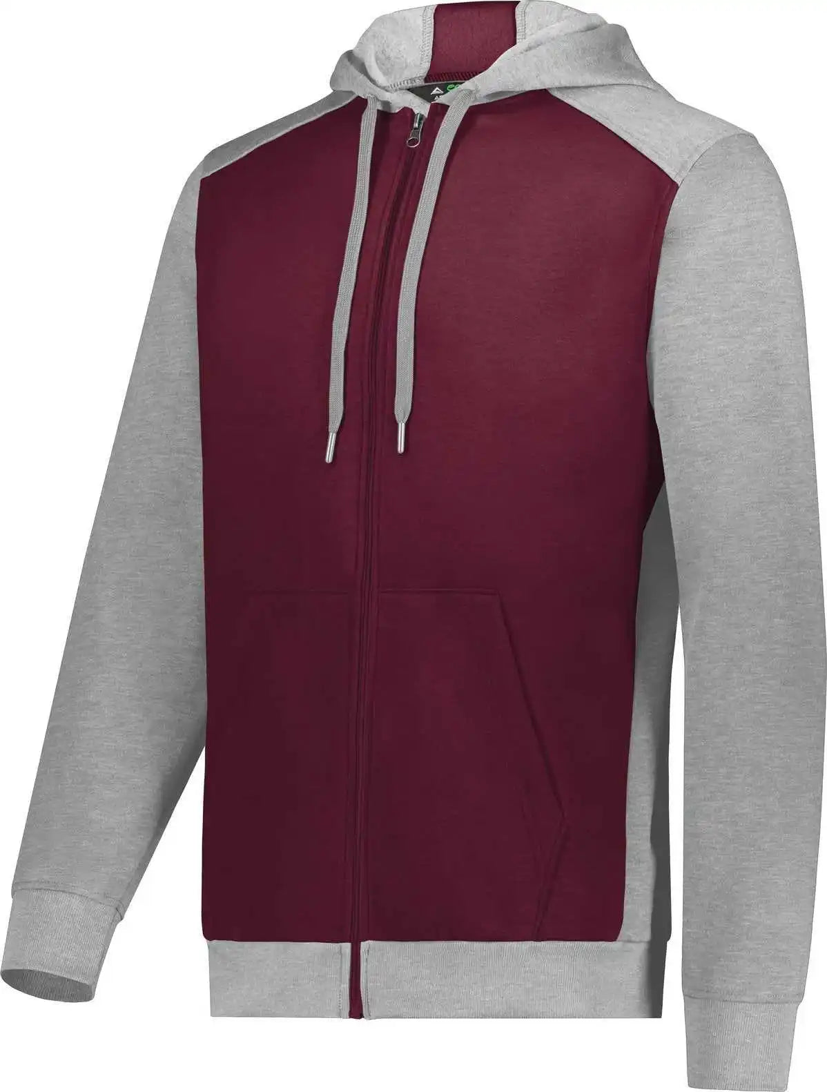 Augusta 6899 Three Season Fleece Full Zip Hoodie Maroon Gray Heather