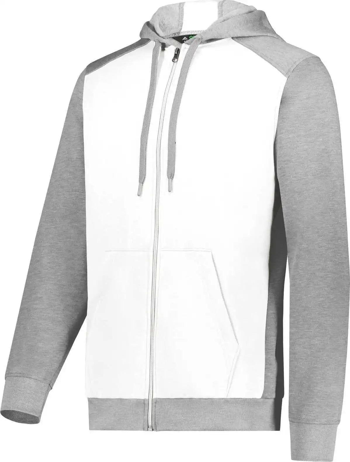 Augusta 6899 Three Season Fleece Full Zip Hoodie White Gray Heather