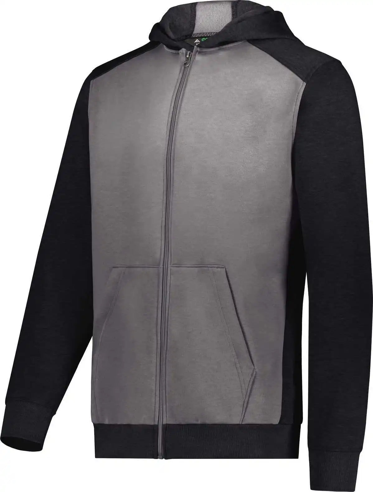 Augusta 6900 Youth Three Season Fleece Full Zip Hoodie Carbon Heather Black