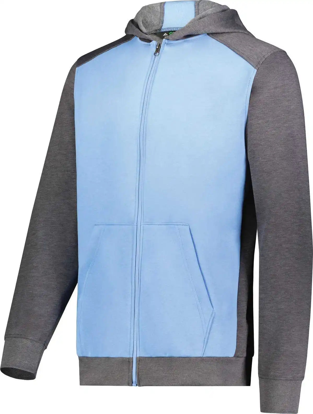 Augusta 6900 Youth Three-season Fleece Full Zip Hoodie - Columbia Blue Carbon Heather