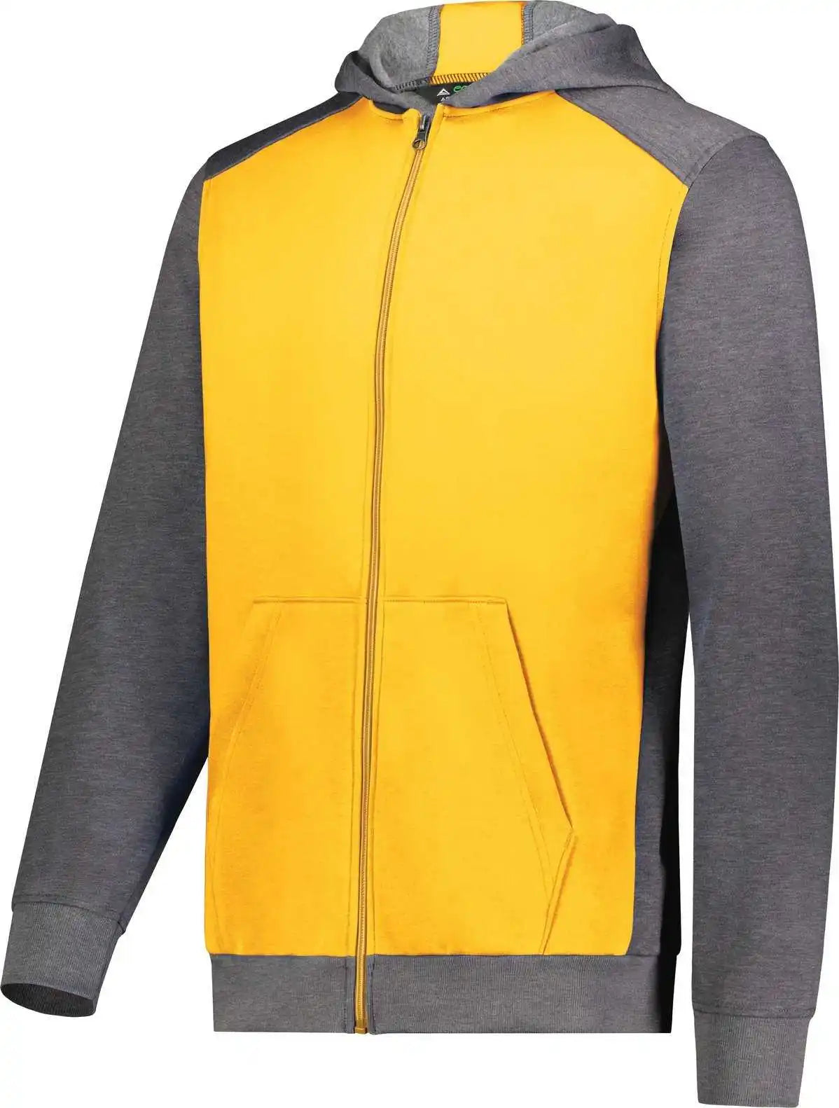 Augusta 6900 Youth Three Season Fleece Full Zip Hoodie Gold Carbon Heather
