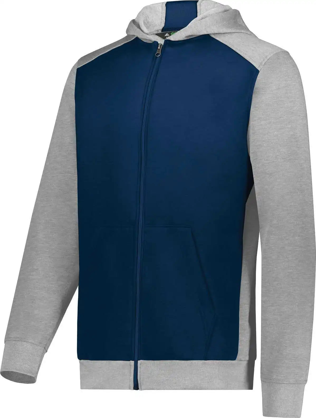 Augusta 6900 Youth Three-season Fleece Full Zip Hoodie - Navy Gray Heather