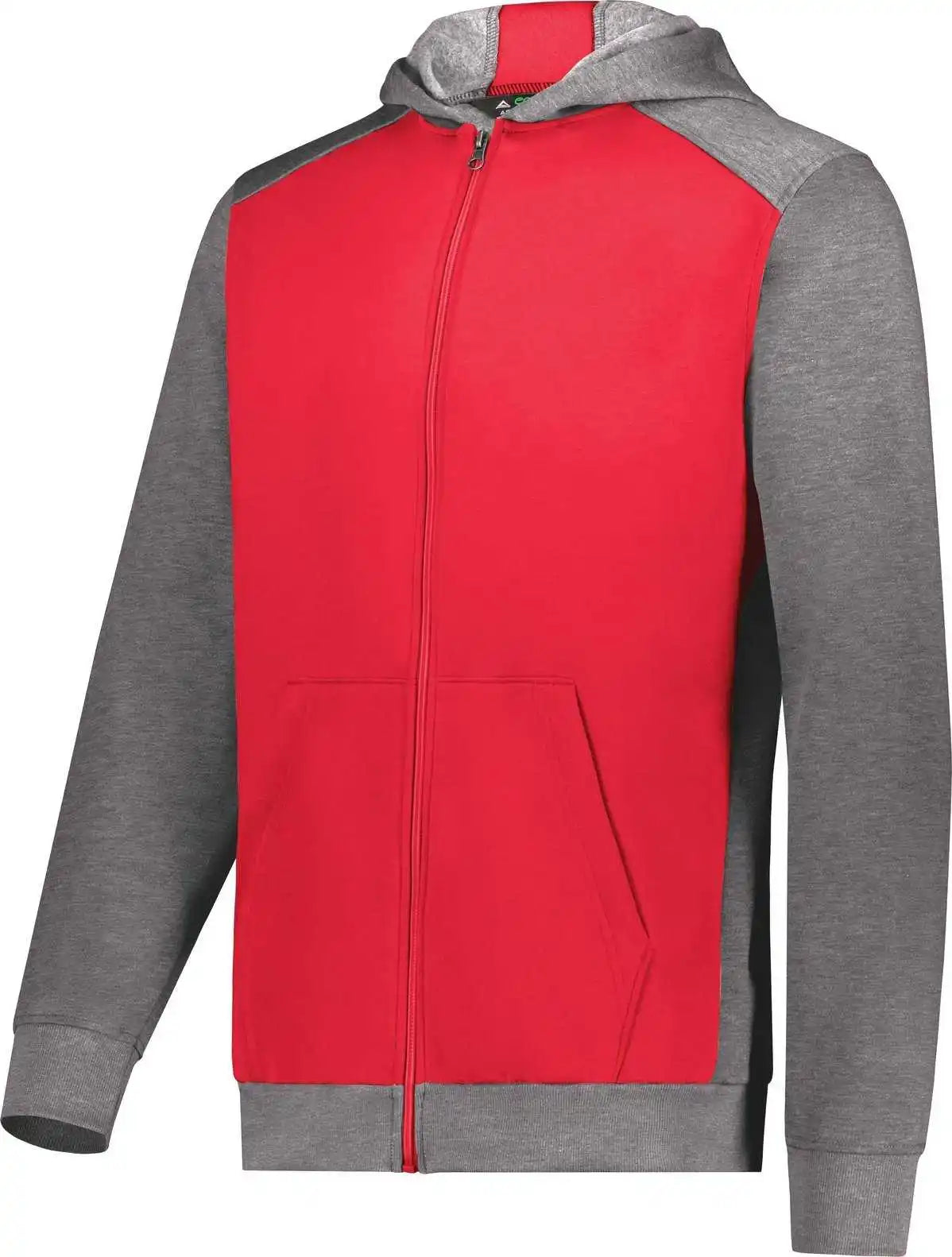 Augusta 6900 Youth Three-season Fleece Full Zip Hoodie - Scarlet Carbon Heather