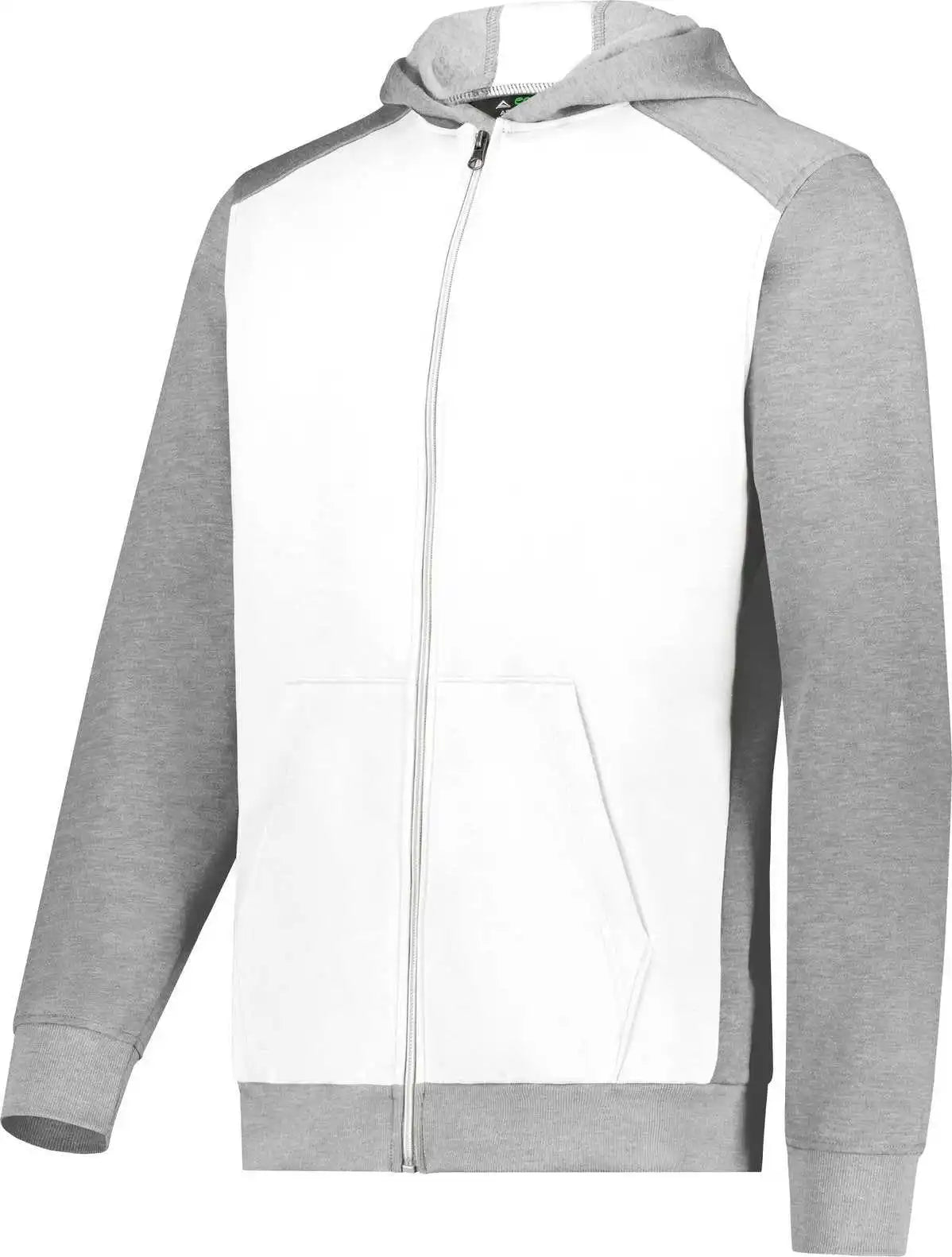 Augusta 6900 Youth Three-season Fleece Full Zip Hoodie - White Gray Heather