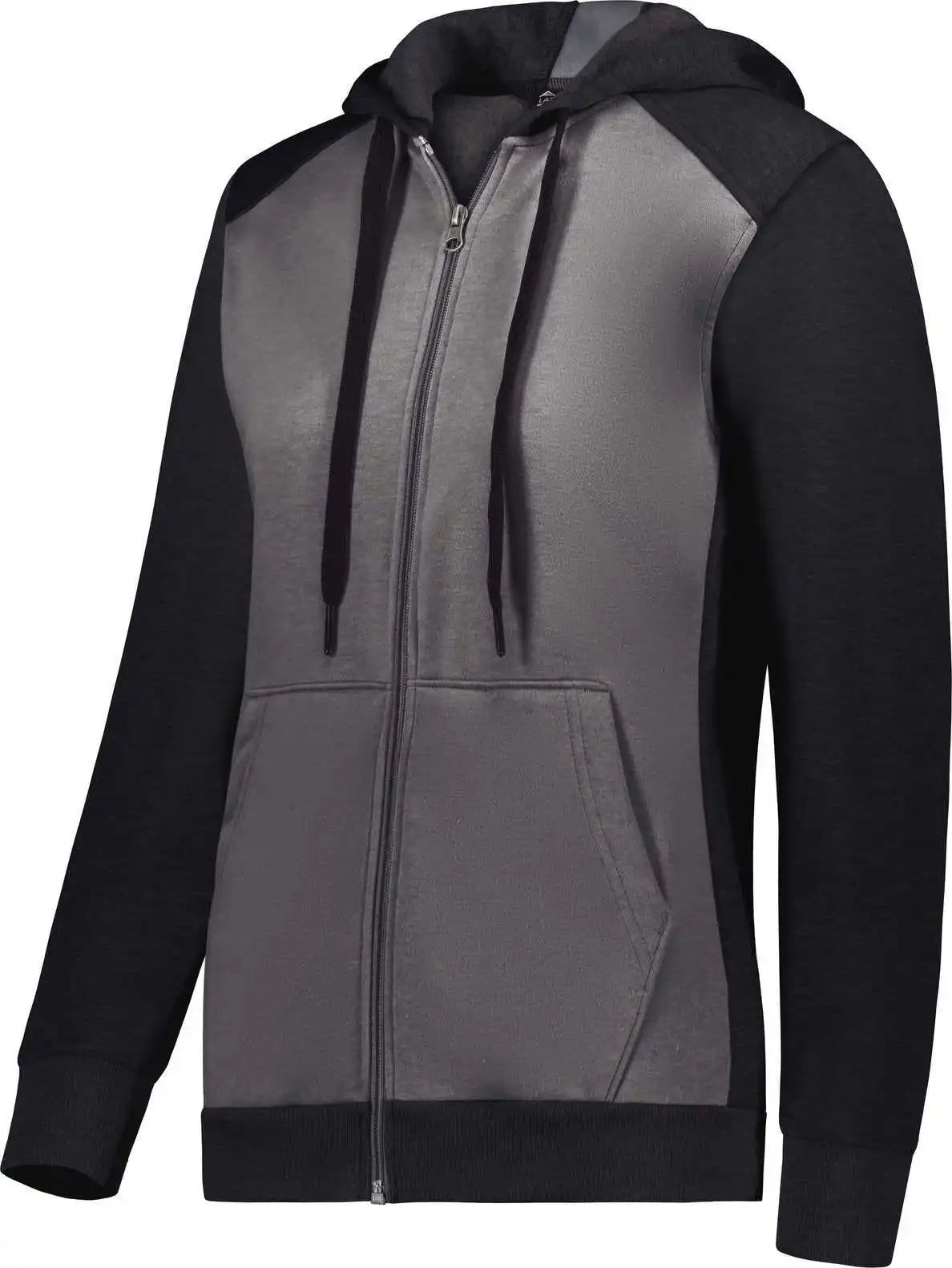 Augusta 6901 Ladies Three-season Fleece Full Zip Hoodie - Carbon Heather Black