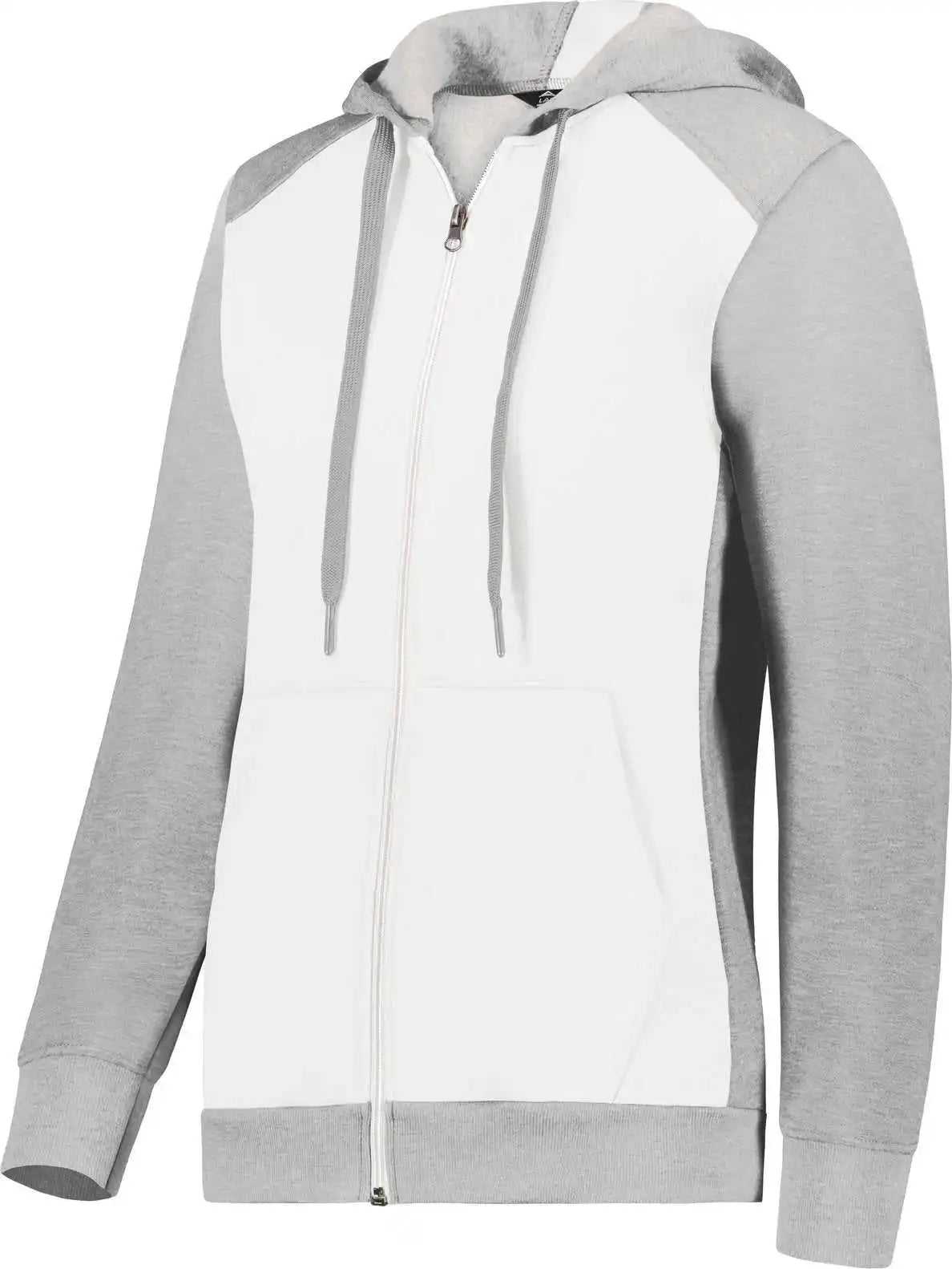 Augusta 6901 Ladies Three Season Fleece Full Zip Hoodie White Gray Heather