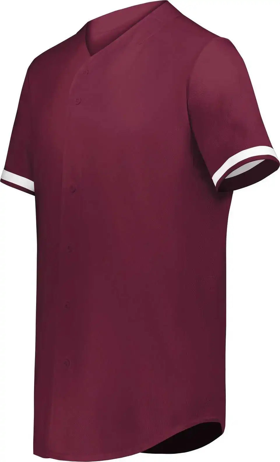 Augusta 6909 Cutter + Full Button Baseball Jersey - Maroon White