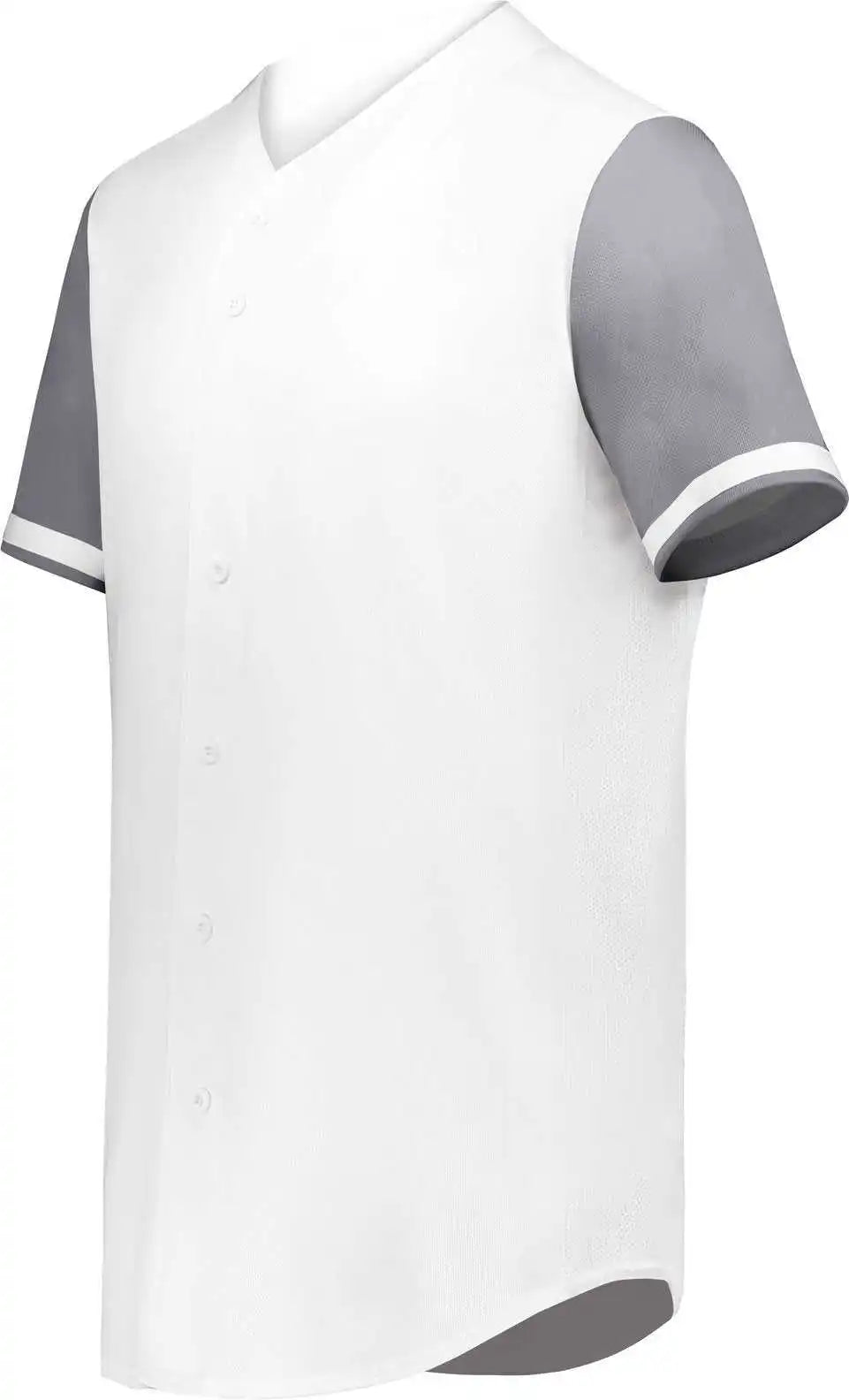 Augusta 6909 Cutter + Full Button Baseball Jersey - White Graphite