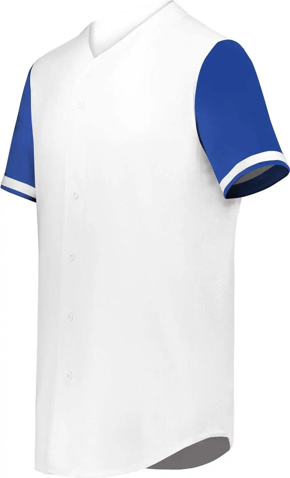 Augusta 6909 Cutter + Full Button Baseball Jersey - White Royal