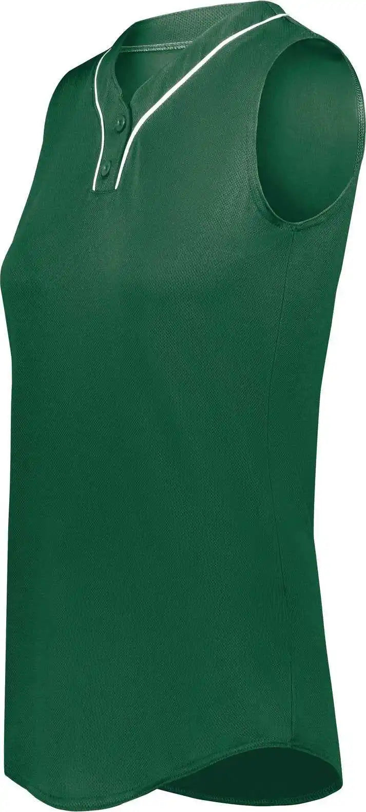 Augusta 6913 Ladies Cutter + Sleeveless Jersey - Dark Green White