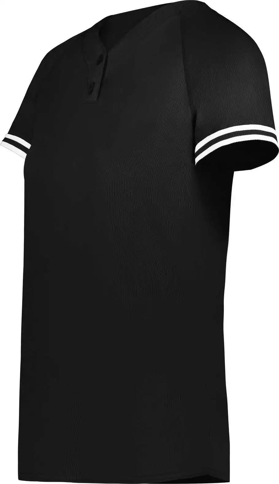 Augusta 6917 Ladies Cutter + Henley Jersey Black White