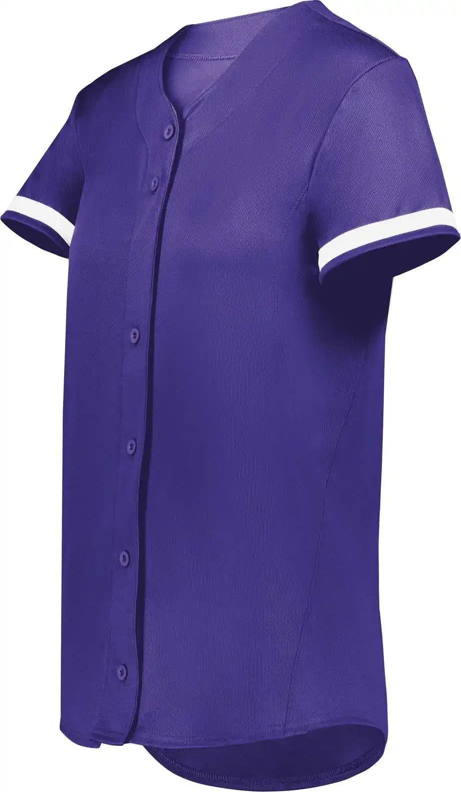Augusta 6919 Ladies Cutter + Full Button Softball Jersey - Purple White