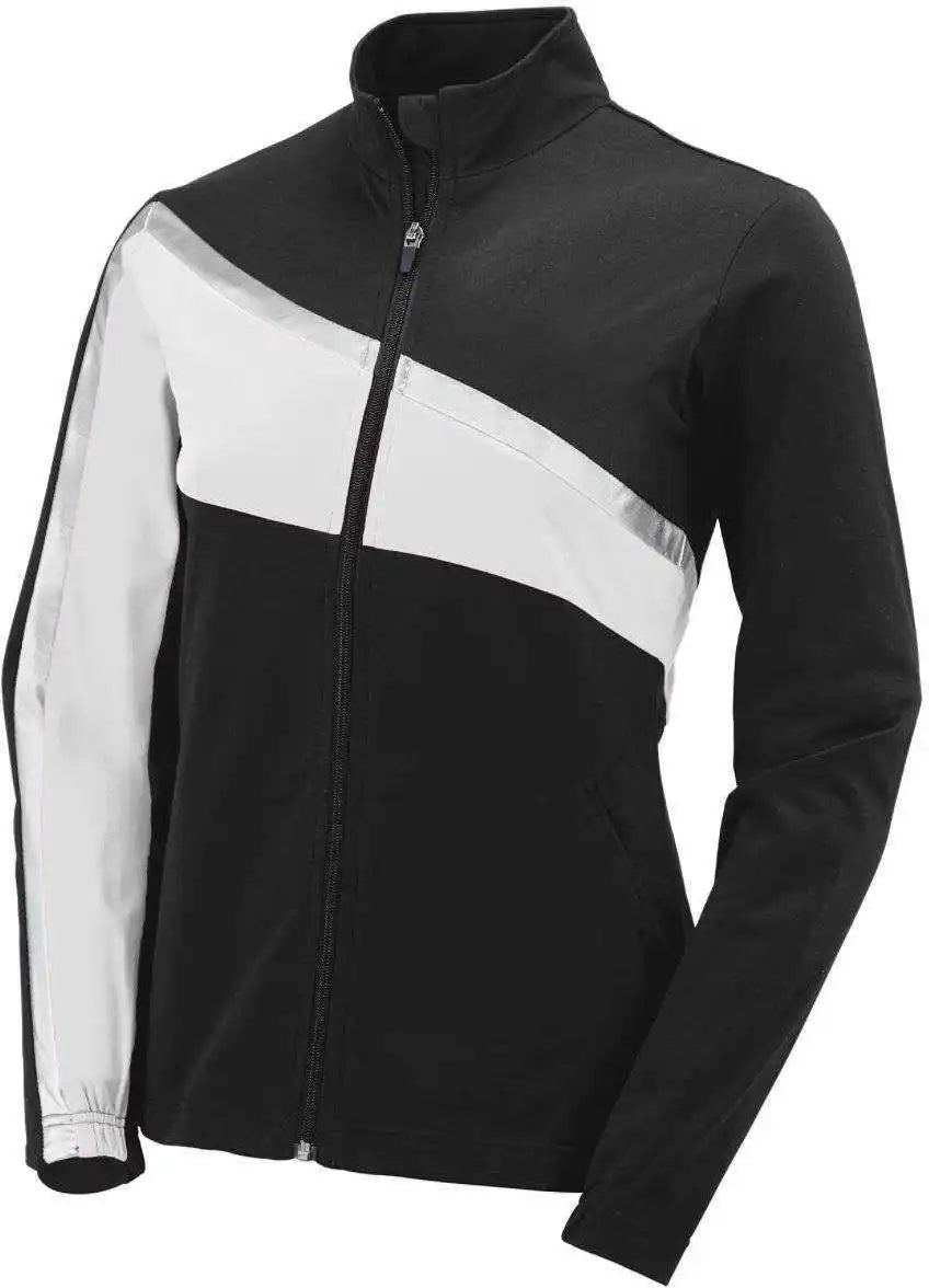 Augusta 7736 Girls Aurora Jacket - Black White Light Gray