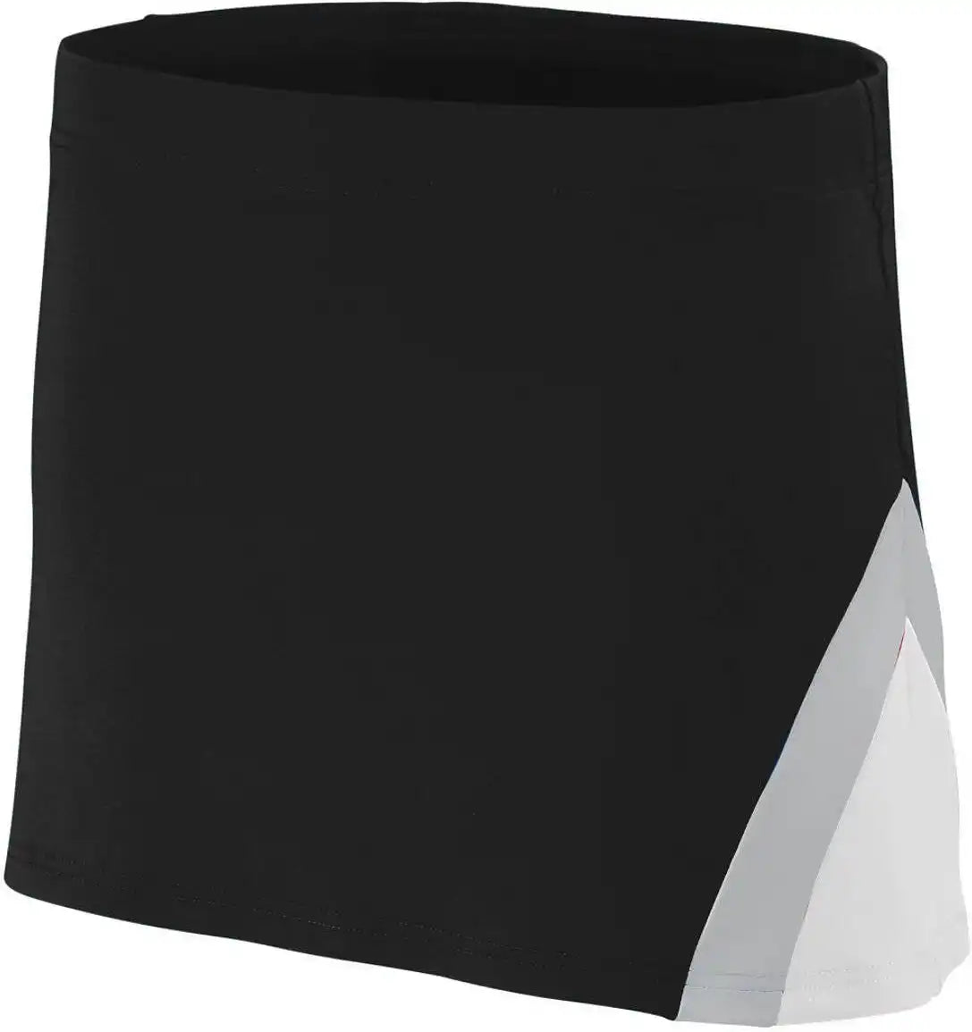 Augusta 9206 Girls Cheerflex Skirt - Black White Light Gray