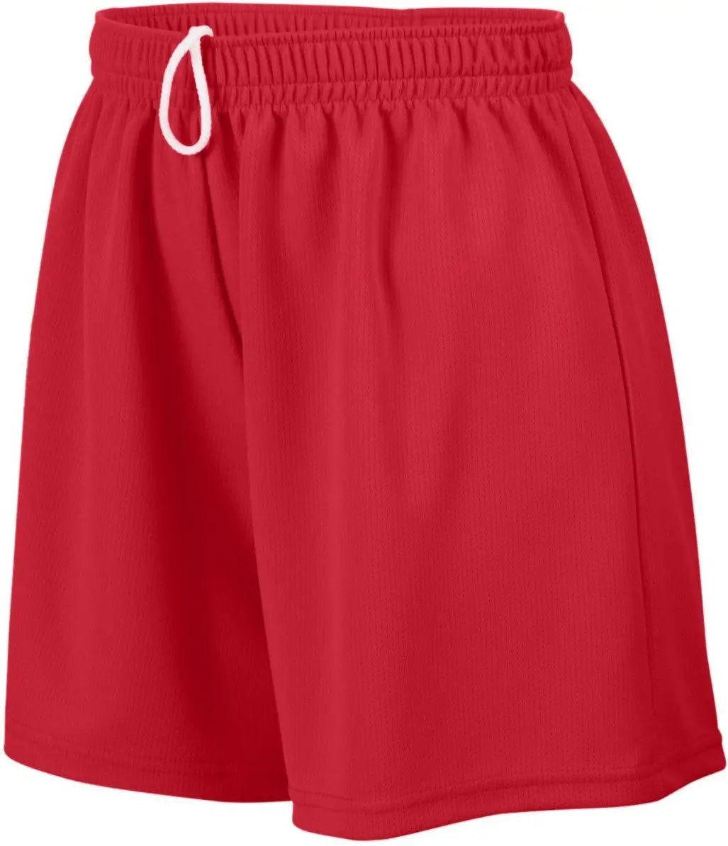 Augusta 961 Girls Wicking Mesh Short - Red - s