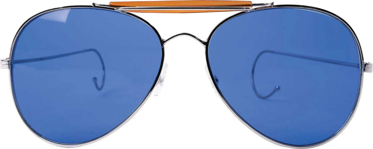 Aviator Air Force Style Sunglasses - Blue / Military Printed Case & Box
