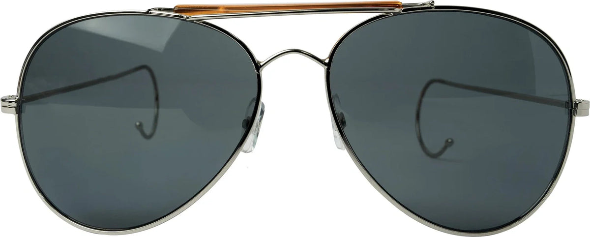 Aviator Air Force Style Sunglasses - Smoke / Military Printed Case & Box