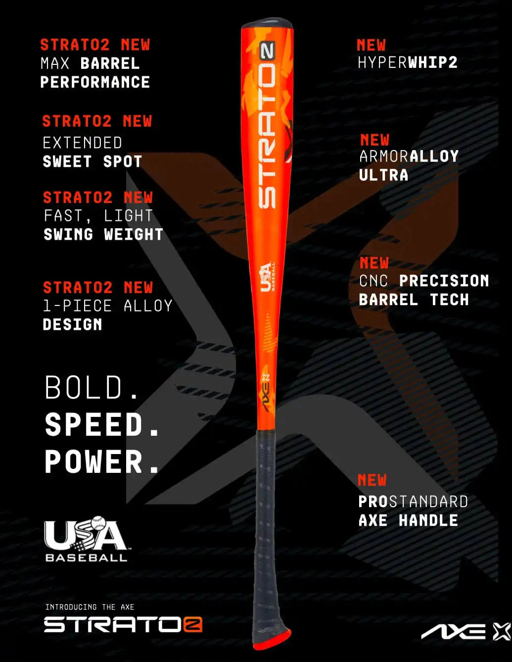 Axe Strato 2 Usa Baseball Bat -10
