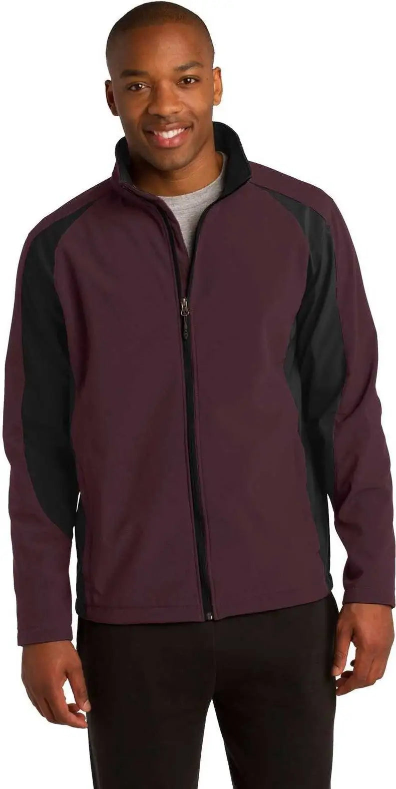 Sport-tek St970 Colorblock Soft Shell Jacket - Maroon Black