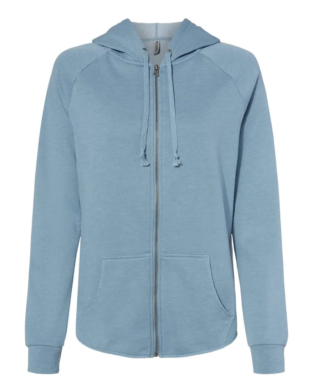 Independent Trading Co. Prm2500z Women’s California Wave Wash Full-zip Hooded Sweatshirt - Misty Blue - Xs