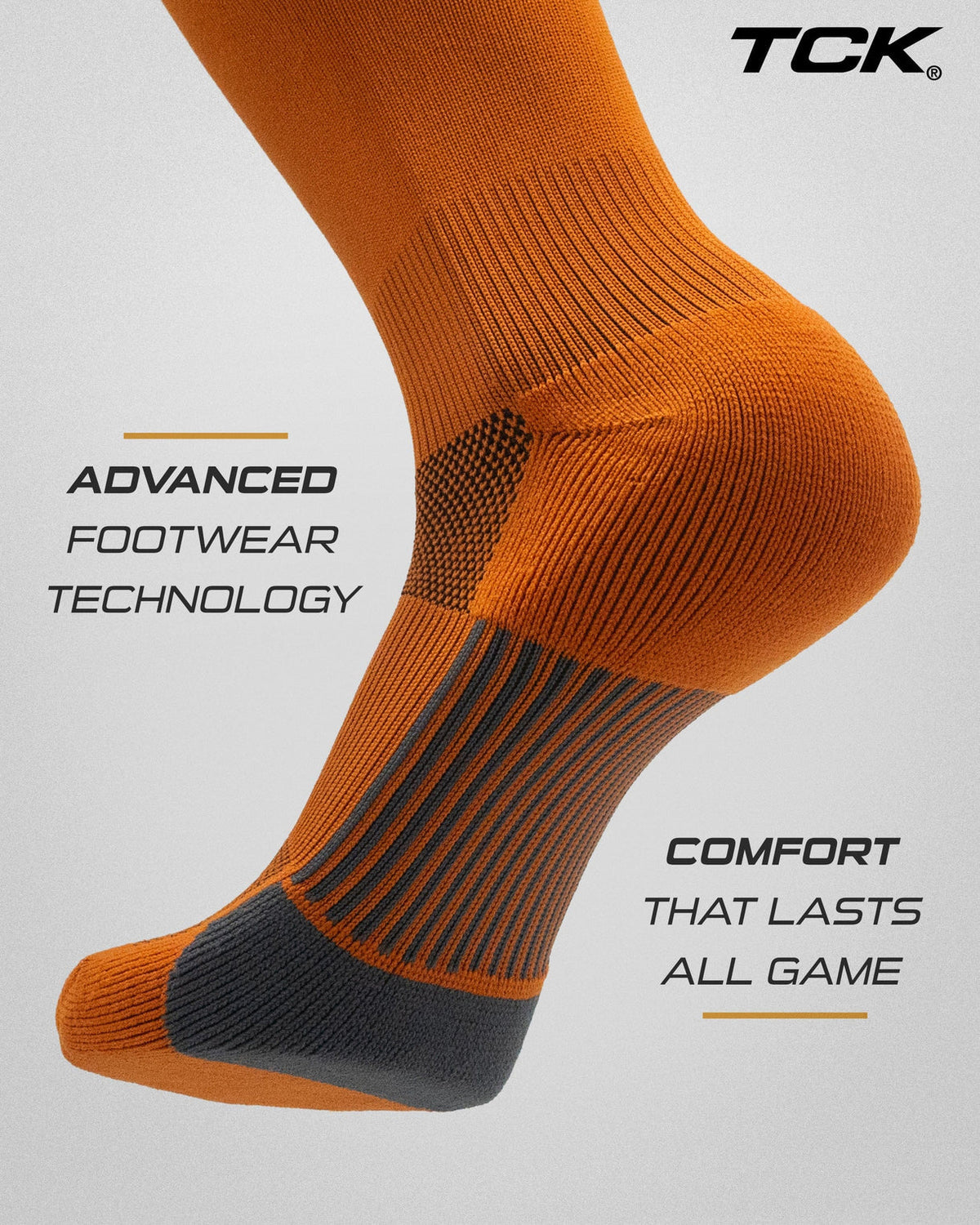 TCK Dugout Solid Color Over the Knee Sports Socks - Texas Orange - HIT a Double - 3