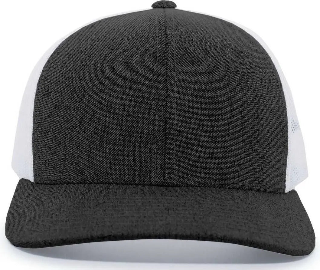 Pacific Headwear 110c Heather Trucker Snapback Cap - Black White - 7’’ - 7 7/8’’
