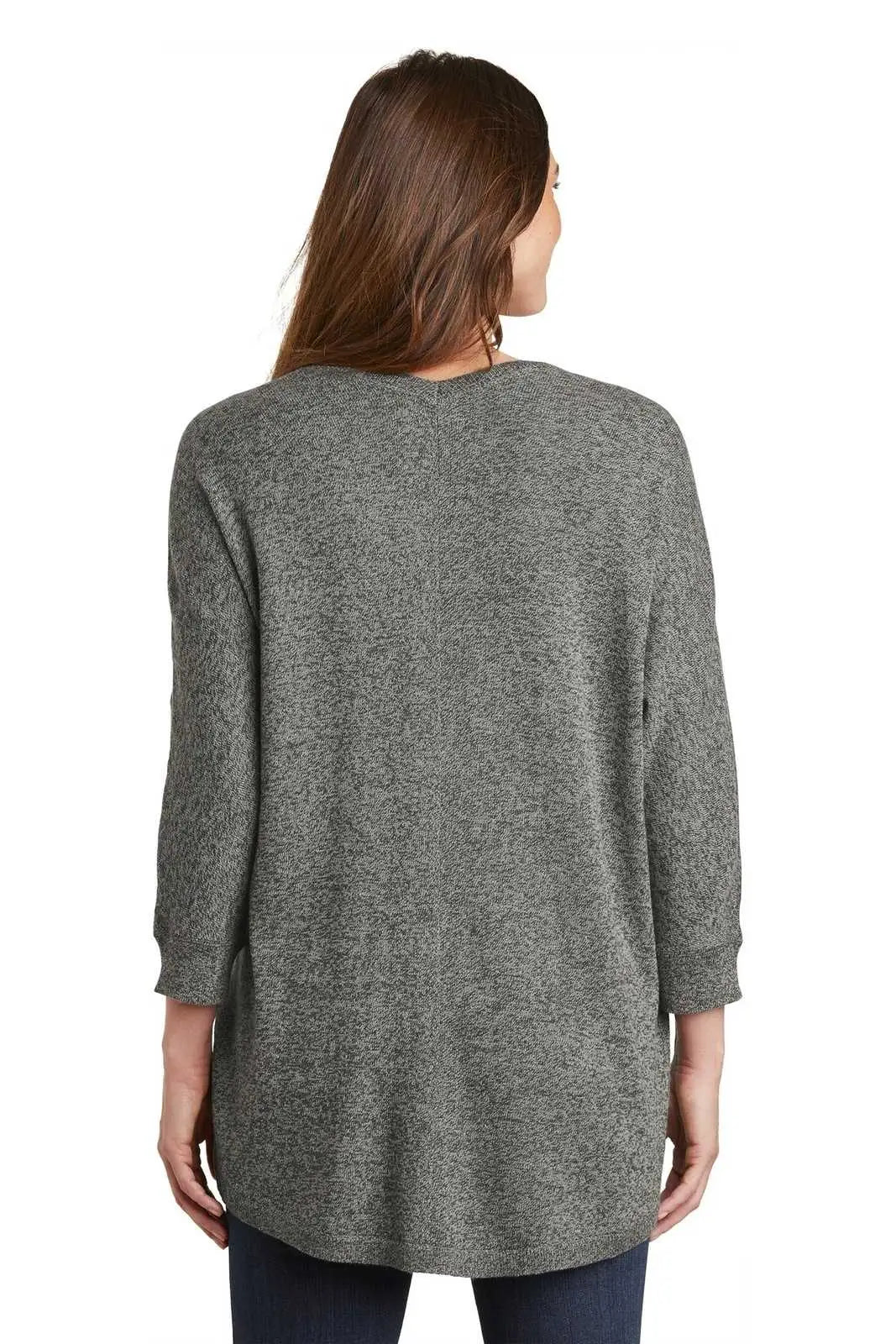 Port Authority Lsw416 Ladies Marled Cocoon Sweater - Warm Gray Marl