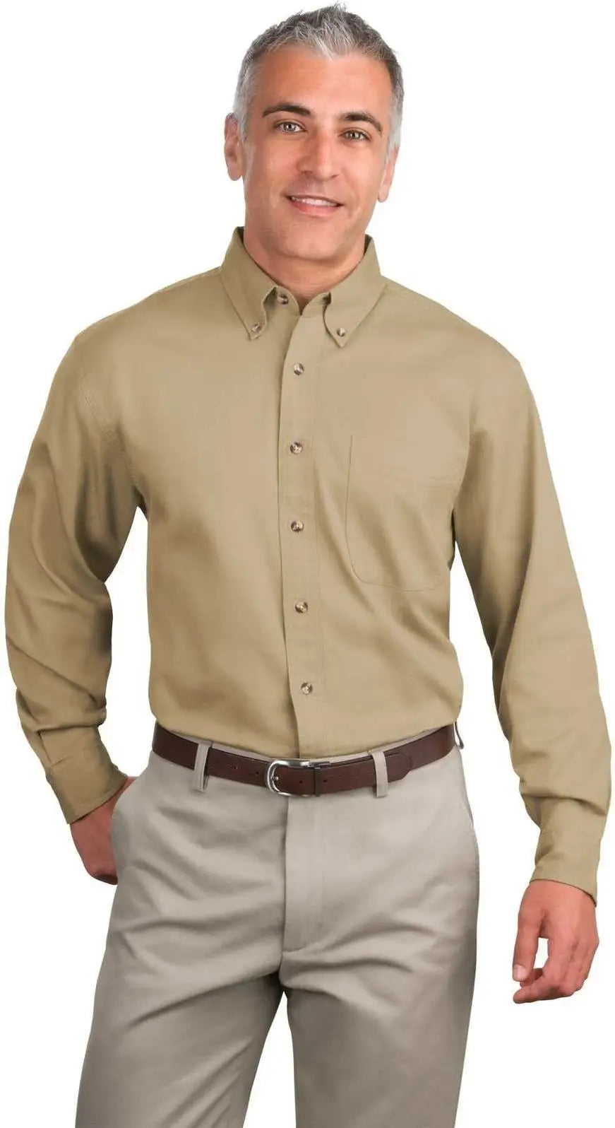 Port Authority Tls600t Tall Long Sleeve Twill Shirt - Khaki