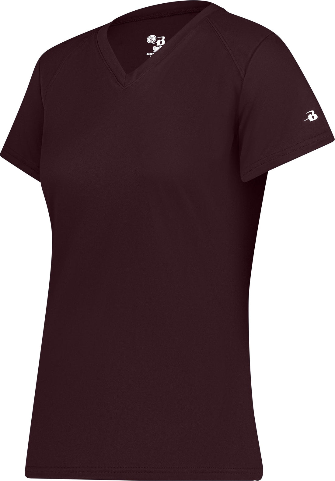 BA MAROON LADIES B-CORE V-NECK TEE