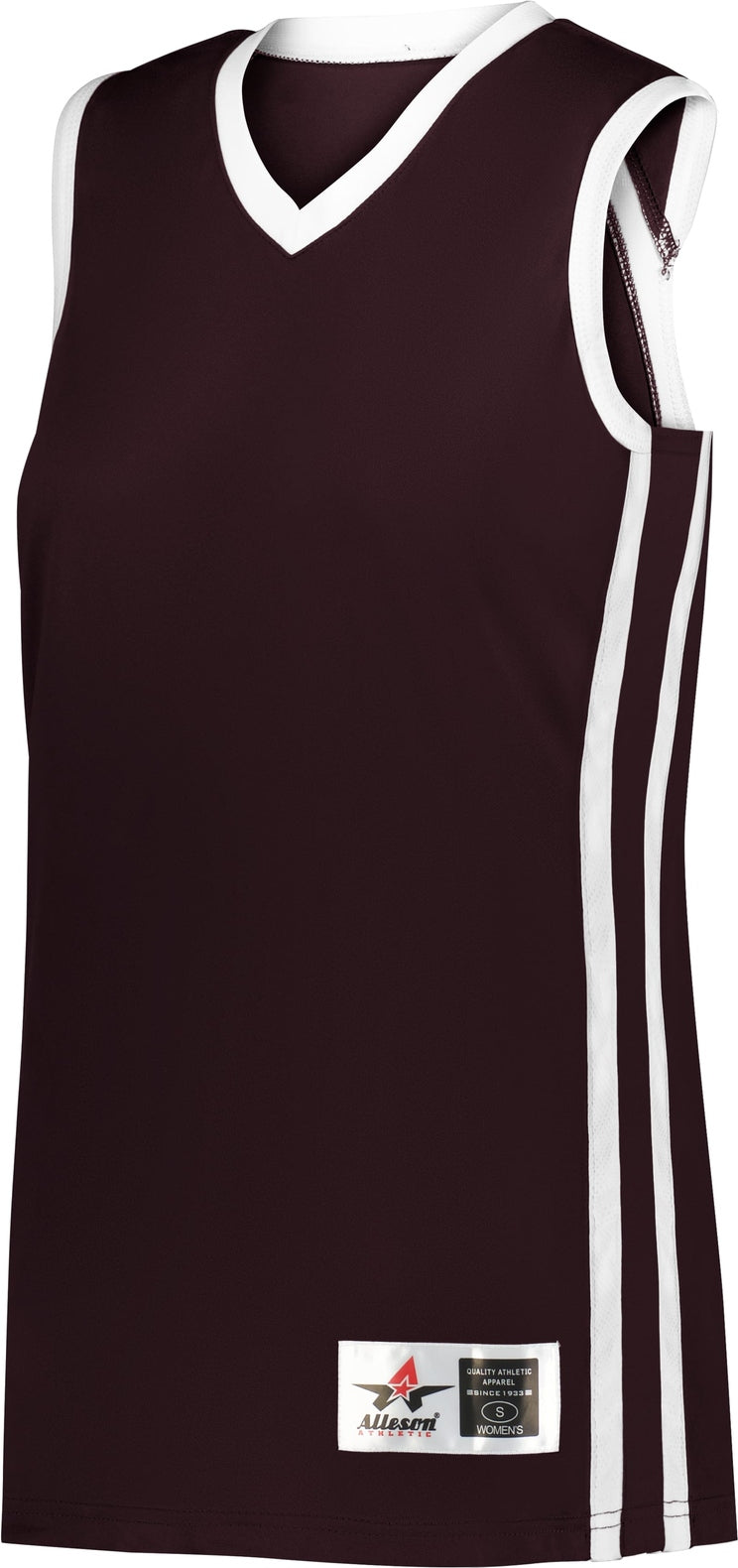 BA MAROON/WHITE LADIES BASKETBALL JERSEY