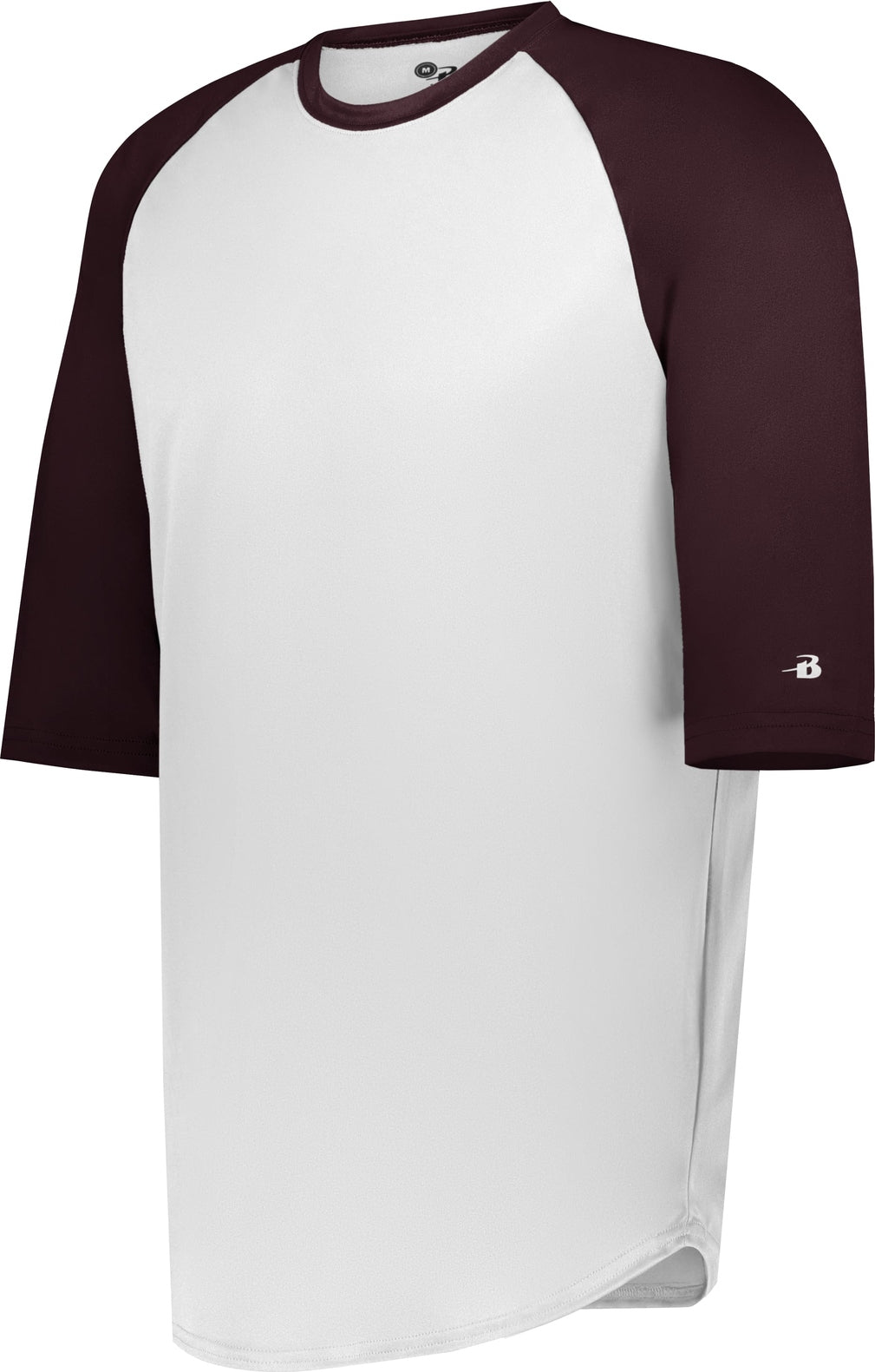 BA WHITE/MAROON B-BASEBALL TEE